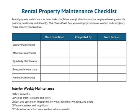 Property Management Checklist Template