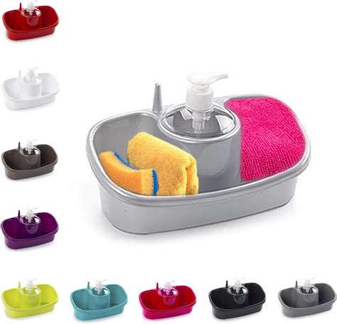 Zccz Soap Dispenser With Sponge Holder And Brush Holder Wash Up Liquid