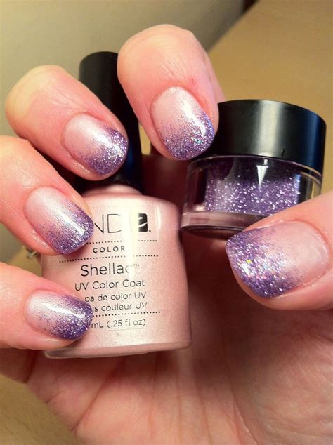 Shellac Nail Designs Brush Up And Polish Up Cnd Shellac Nail Art Glitter Fade Barbie