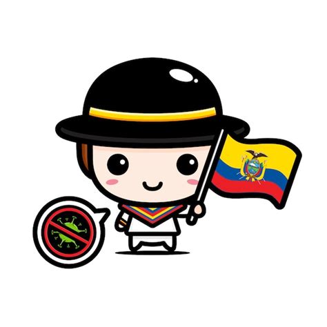 Ecuador Niño Con Bandera Contra Virus Vector Premium