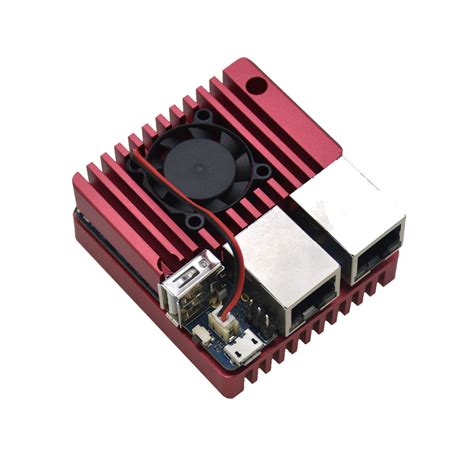 Aluminum Alloy Red Metal Protective Cover With Cooling Fan Nanopi R S