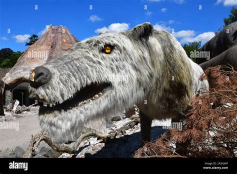 Dire wolf (fearsome dog) in the prehistoric wildlife and dinosaurs ...