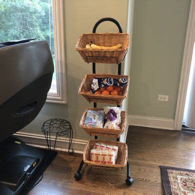 Bayou Breeze 4 Tier Basket Stand Wicker Basket Bakery Rack Produce