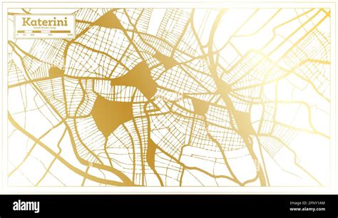 Katerini Greece City Map In Retro Style In Golden Color Outline Map