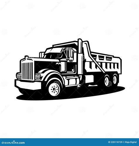 Dump Truck Silhouette. Tipper Truck Black and White Vector Isolated ...