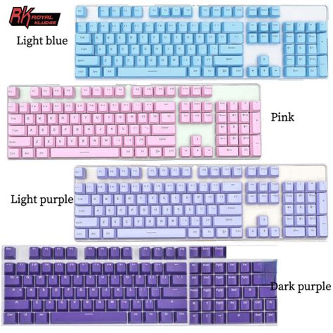 104 Keys ABS Pink Black White Grey Keycaps OEM Profile Universal Light ...