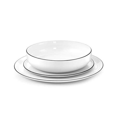 Yaka Porcelaine Blanche Assiette Creuse D M Dard De Noblat Liseret Noir