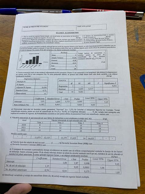 Solved Nume I Prenume Student Anul Seria Grupa Examen Econometrie