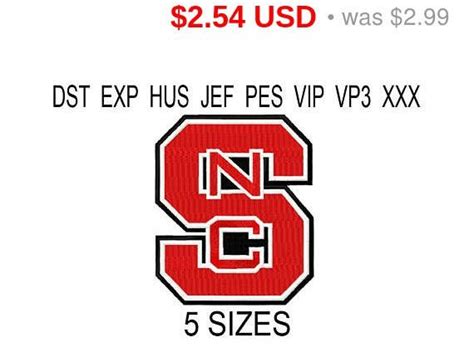 North Carolina State University Logo Embroidery Design Embroidery