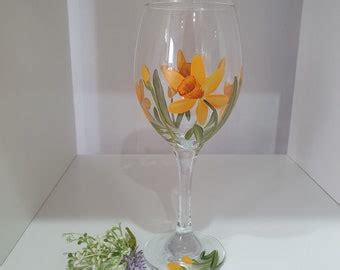 Hand Painted Dainty Wildflower Wine Glass Etsy