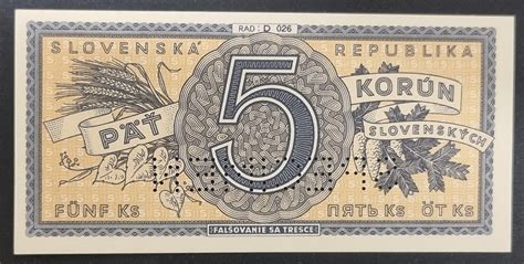 Slovensko Koruna D Specimen Dole Unc Aukro