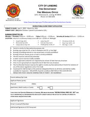 Fillable Online City Of Lansing Fire Department Fire Marshal Office Fax