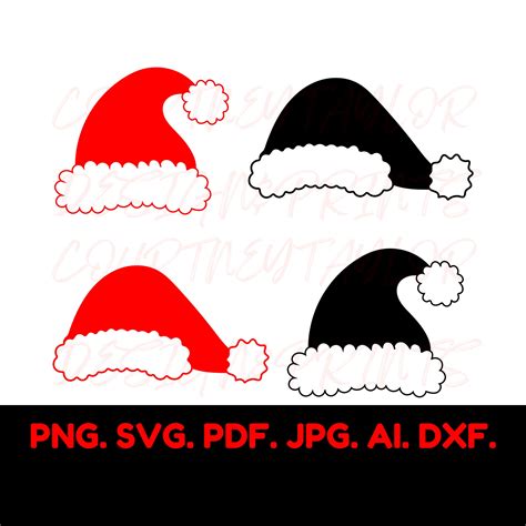 Santa Hat SVG, Santa Hat Silhouette Bundle, Santa Hat Instant Download ...