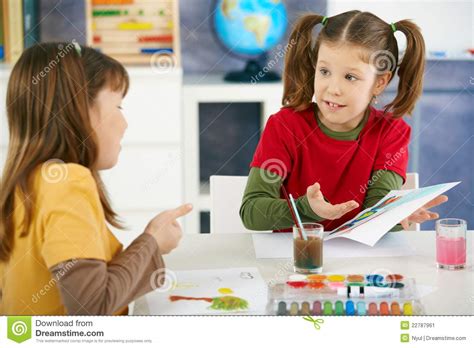 Children Painting in Art Class Stock Image - Image of caucasian ...