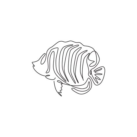 One Continuous Line Drawing Of Cute Regal Angelfish For Company Logo