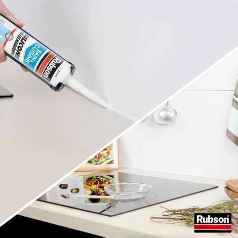 Rubson Mastic Bain Cuisine Pure Silicone Anti Moisissures Blanc