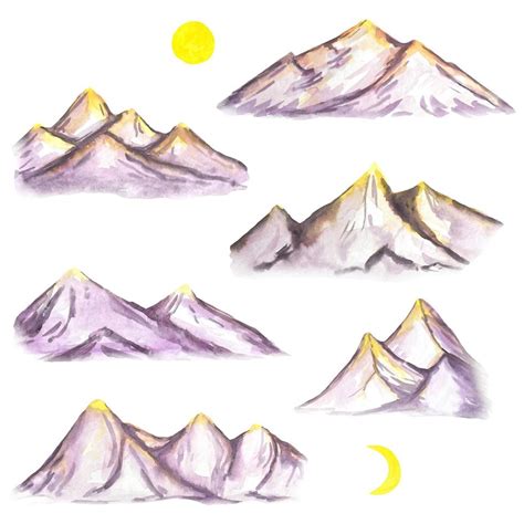 Set of watercolor abstract mountains. Hand drawn illustration. 11136510 Vector Art at Vecteezy