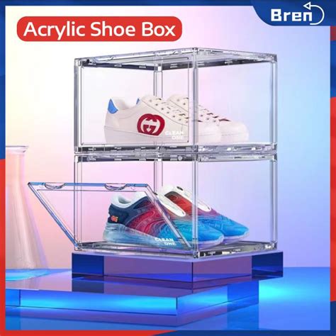 Magnetic Acrylic Shoe Box Side Drop Front Drop Stackable Shoe Cabinet