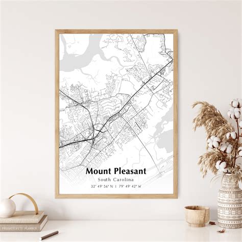 Map of Mount Pleasant Digital File, Modern City Map, Mount Pleasant ...