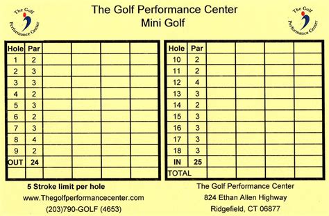 Score Cards Of Crazy Golf Miniature Golf And Adventure Golf Courses