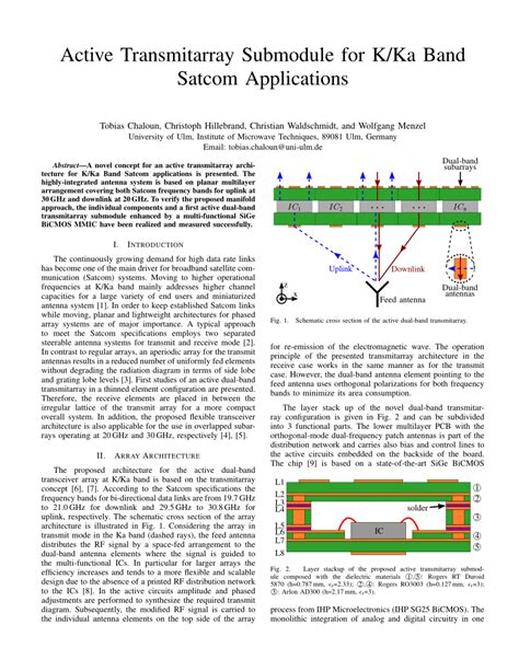 (PDF) Active Transmitarray Submodule for K/Ka Band Satcom Applications