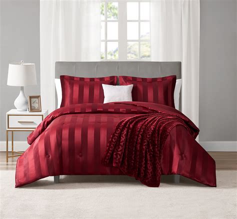 Mainstays Luscious Merlot 5 Piece Damask Stripe Comforter Set King