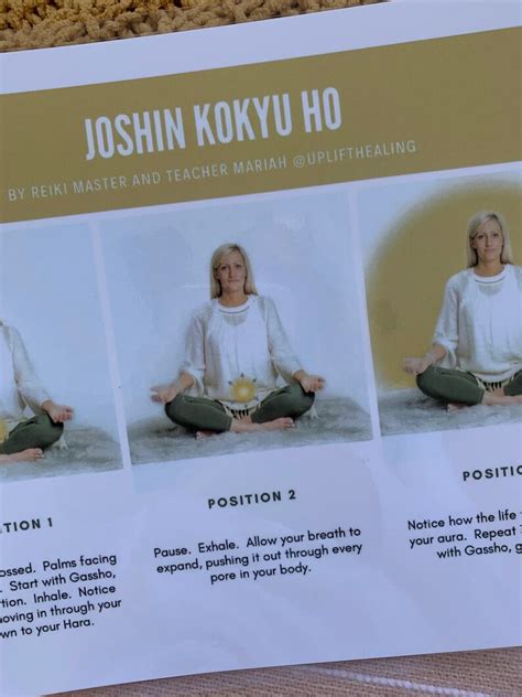 Joshin Kokyu Ho Reiki Meditation Reference Guide Chart Laminated Usui