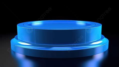 Blue Podium A D Rendering Background D Stand Round Podium D Stage