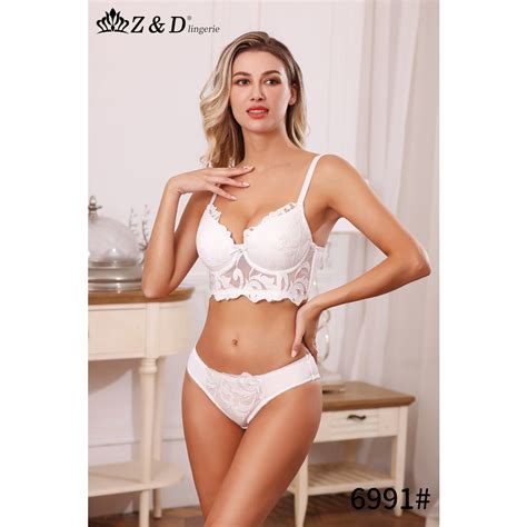Z D Lingerie Conjunto Aro Renda E Bojo Calcinha Tanga 6991 Shopee Brasil