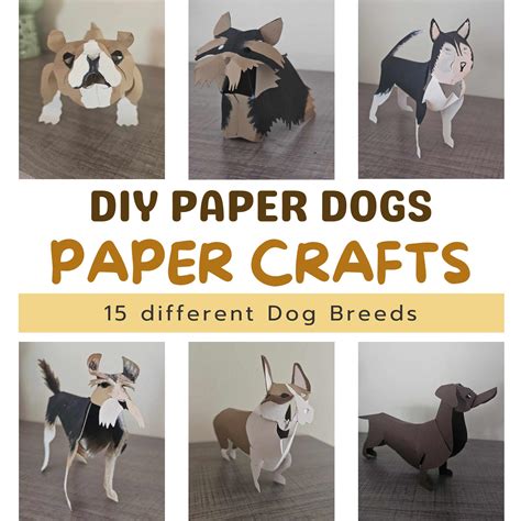 Imagens De Paper Dog - 3D Paper Dog Craft Templates: 15 Breed Origami Projects (PDF) - Etsy
