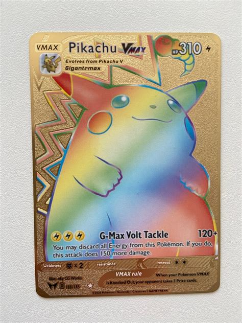 Rainbow Pikachu Vmax Pokemon Card Champions Path Gold Metal Etsy