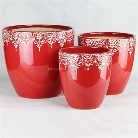 Outdoor Ceramic Chinese Glazed Flower Pots - Buy Outdoor Terracotta Red ...