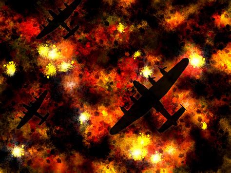 night raid lancaster bomber digital art  michael tompsett pixels