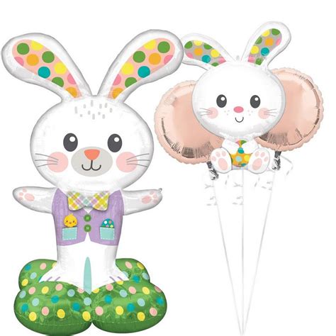 Airloonz Spotted Easter Bunny And Easter Egg Chicky Balloon Bouquet 4pc Party City