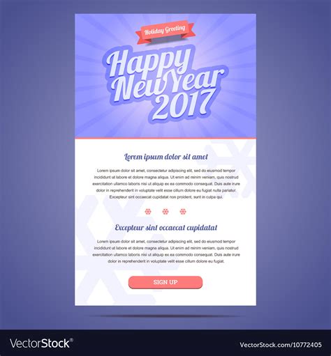 Happy new year 2017 email template Royalty Free Vector Image