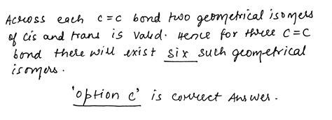 Number Of The Geometrical Isomers For The Molecule