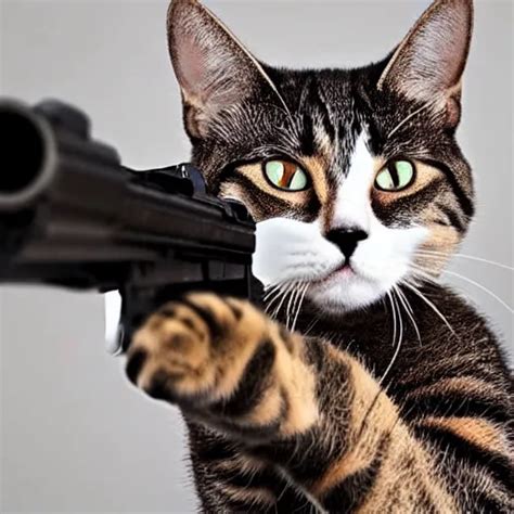 Krea A Cat Holding A Gun