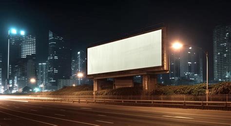 Premium AI Image | empty billboard on road at night desenvolve