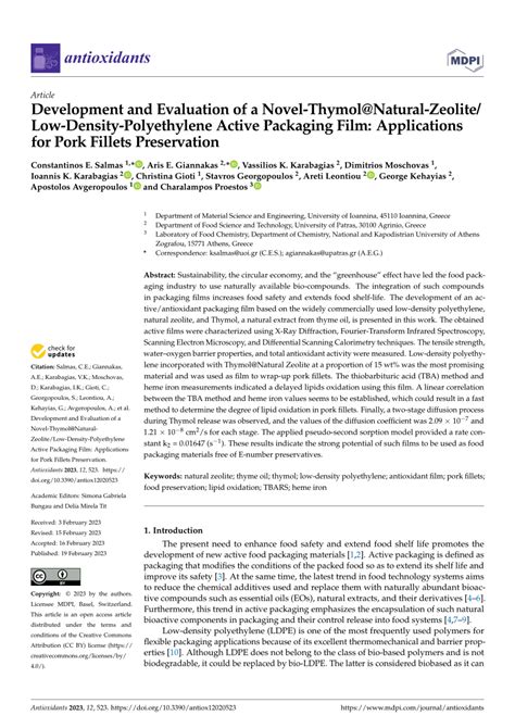 Pdf Development And Evaluation Of A Novel Thymol Natural Zeolite Low