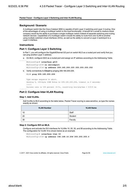 Solution Packet Tracer Configure Layer Switching And Inter