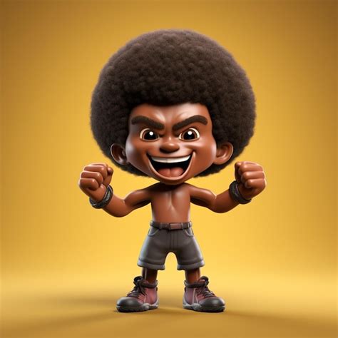 Personagem De Desenho Preto - Personagem de desenho animado preto em 3D da década de 1960 | Foto Premium
