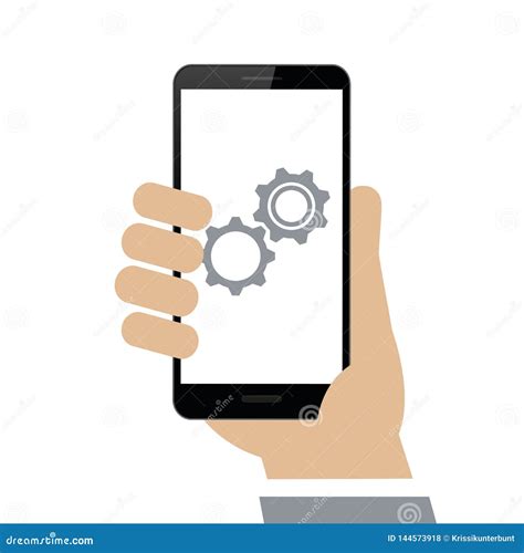 La Mano Sostiene Los Engranajes De La Actualizaci N Del Smartphone En