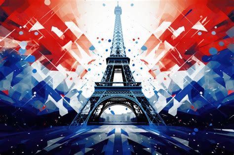 Majestic Eiffel Tower Paris Monument With French Flag Colors For