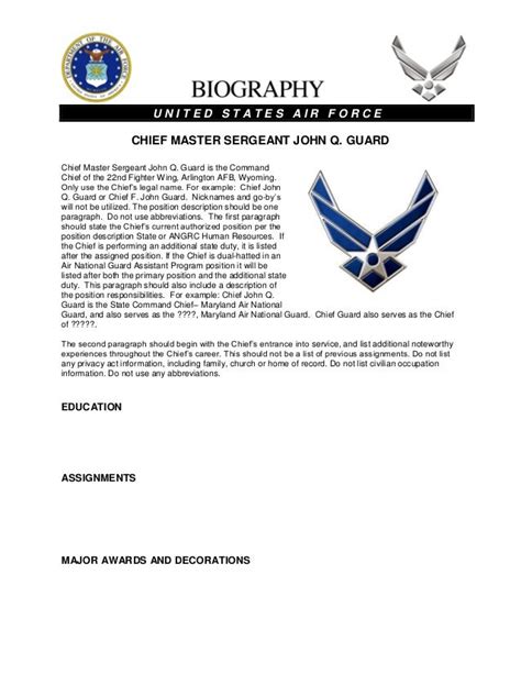 Air Force Bio Template