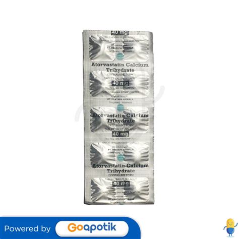 Atorvastatin Calcium Trihydrate Pratapa Nirmala 40 Mg Strip 10 Tablet