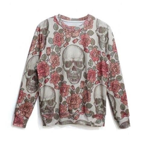 Roses And Skull Print Unisex Sweatshirt 21 Liked On Polyvore