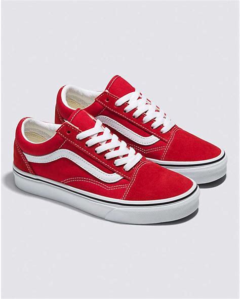 Vans Old Skool Racing Redtrue White Shoe Red Vans Outfit Red Vans White Shoes