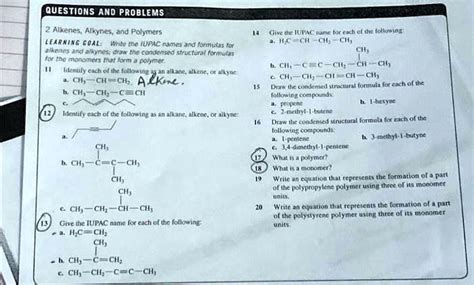 Solved Questions And Problems Alkenes Alkynes And Polymers Learning