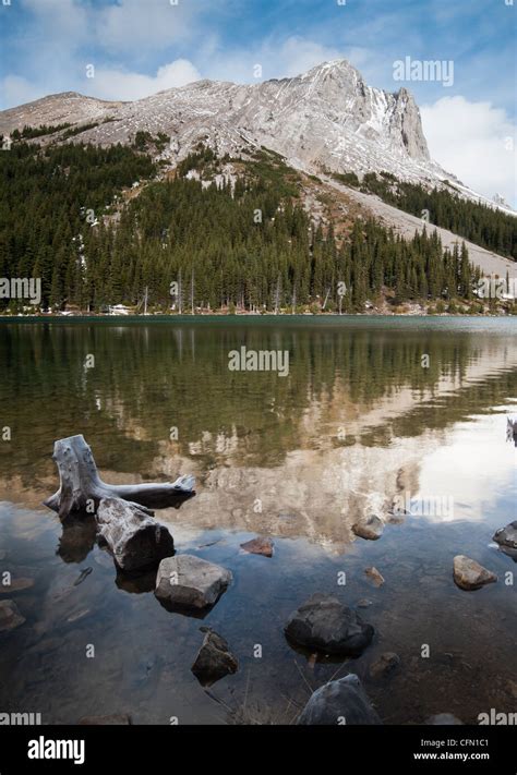 Reflection At Elbow Lake In The Canadian Rockies Alberta Canada Stock