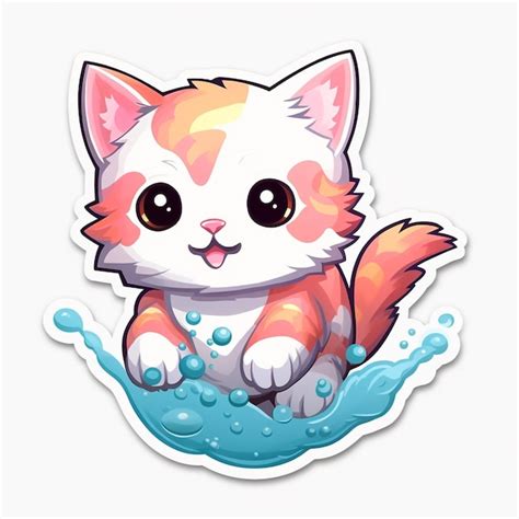 Premium PSD Cute Stickers With Cats Isolated On A White Background